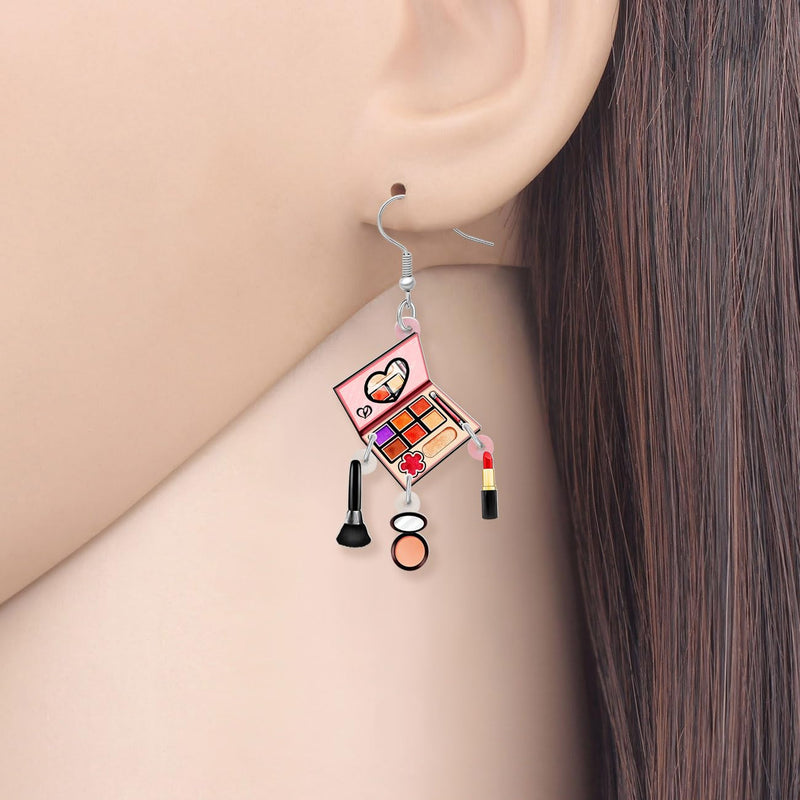Acrylic Fun Hairdrier Hair Dryer Earrings Comb Scissors Dangle Fashion Jewellery Hairdresser Cosmetology Gifts for Women Pink