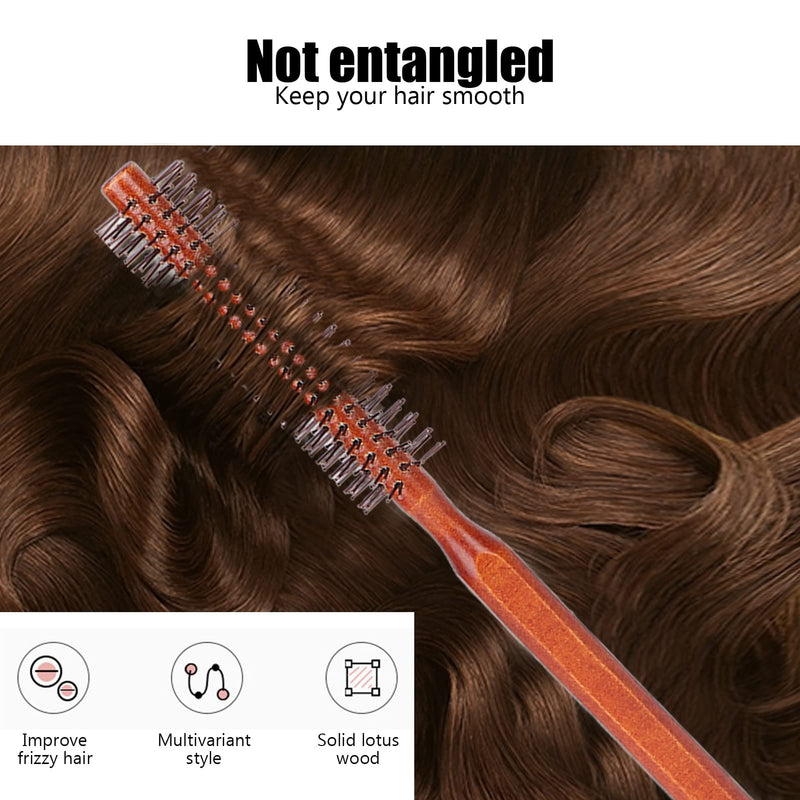 Small Round Brush for Short Hair, Mini Quiff Roller for Women and Men, Bangs Beard Styling Lifting Curling Blow Dry Hair Brush 8.3x1.0in