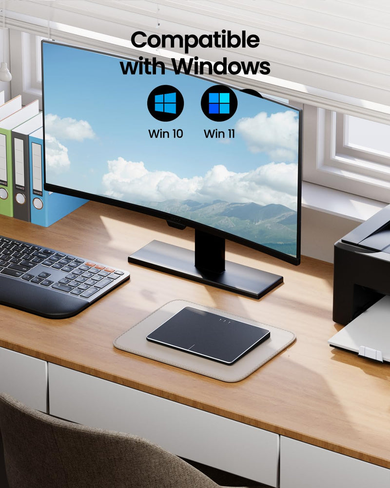 ProtoArc T1 Plus Bluetooth Trackpad for Win 11/10, Grey Black | Large 6.4" touch surface, supports 3-device switching via Bluetooth. No USB receiver needed. Rechargeable and Multi-Gesture.