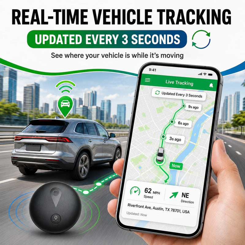 GPS Tracker for Vehicles, Mini Hidden Magnetic Car Locator with Real-Time Tracking, Works with Apple Find My, No Monthly Fee or SIM Card, IP67 Waterproof, 365-Day Battery, iOS Only, Black | GPS Tracker for Vehicles