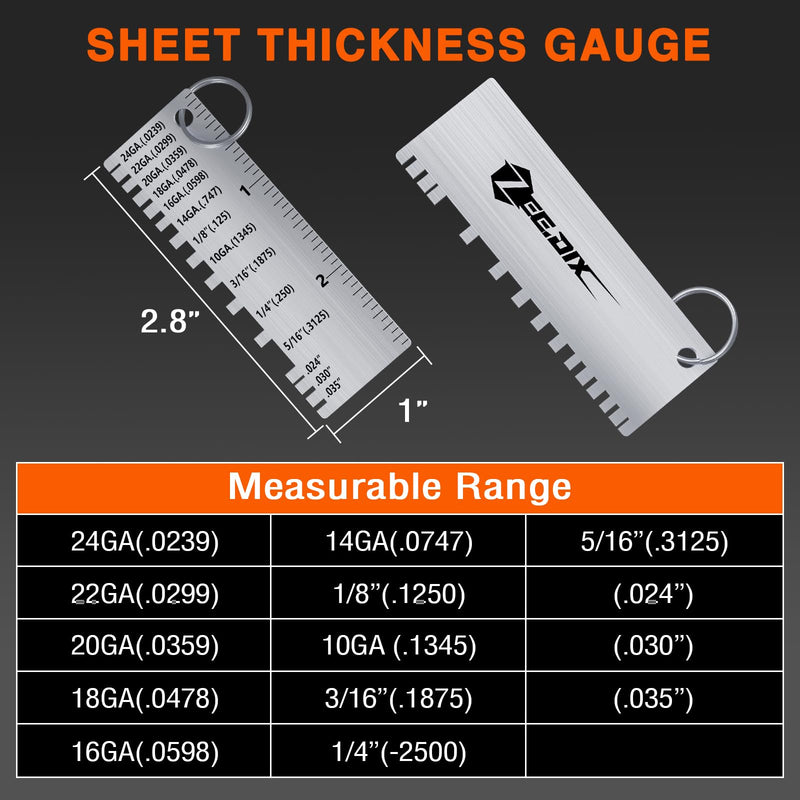 ZeeDix 4 Pcs Stainless Steel Metal Sheets Welding Thickness Gauge- Wire Gauge Measurement Tool, Standard Dual-Sided Round Wire Cable Sheet Gage and Wire Welding Material Thickness Gauge Measuring combination-4