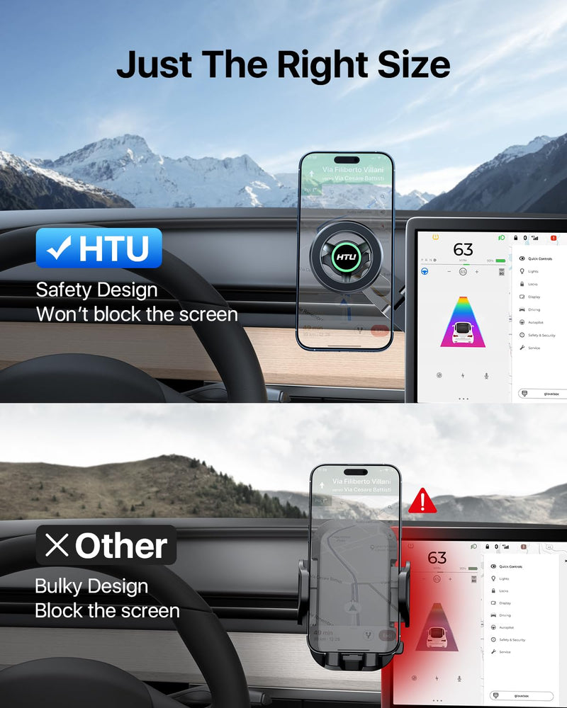 Upgrade for Tesla Phone Mount [Strong Magnet & Foldable] MagSafe Car Mount for Tesla New Model Y Juniper Model 3, 360° Adjustable for Tesla Phone Holder fits for iPhone | [360° Adjustable 99LBS Ultra Suction] Cell Phone Holders for Tesla Cars/Gym/Mirro...