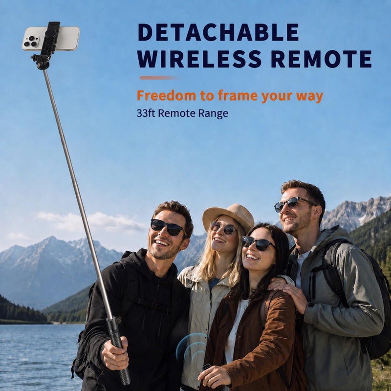 74" Selfie Stick Phone Tripod for iPhone Android Pockte3/4 Insta360 Camera | Extendable Cell Phone Tripod w Wireless Remote, 360° Rotatable Portable Travel Tripod Stand for Video Recording & Vlogging 74"