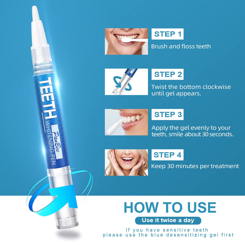 Teeth Whitening Pen (5 Pack), 70+ Treatment Uses for Whiter Teeth, Mint Flavor, Effective, Painless, No Sensitivity, Enamel Safe, Travel-Friendly Remove Stains, 1.2 FL Oz