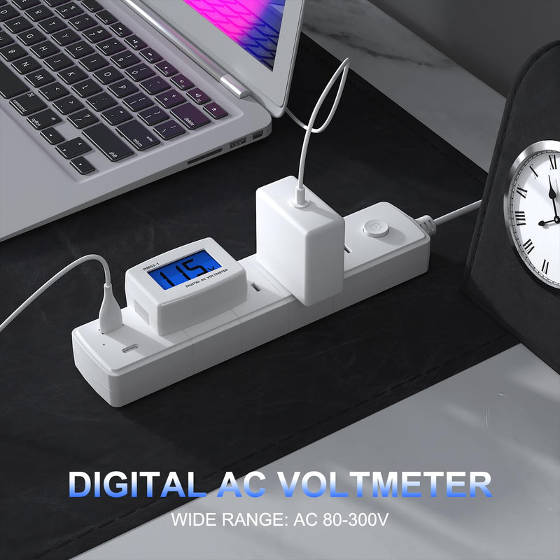 DROK Electric Voltage Tester AC 80-300V, LCD Display Flat Plug Voltmeter Electrical Outlet Tester Plug in Digital Voltage Meter 1
