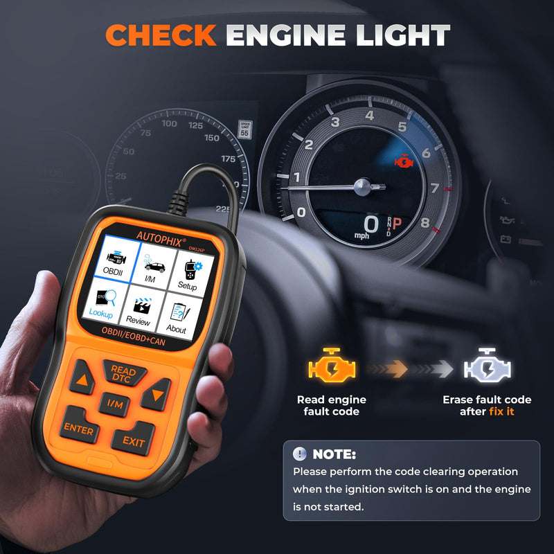 AUTOPHIX OM126P+ OBD2 Scanner, Check Engine Light Code Reader, Car Code Scanner for Automotive Diagnostic, Read & Clear Fault Code, Pass Smog Test, Live Data, for All US Cars After 1996