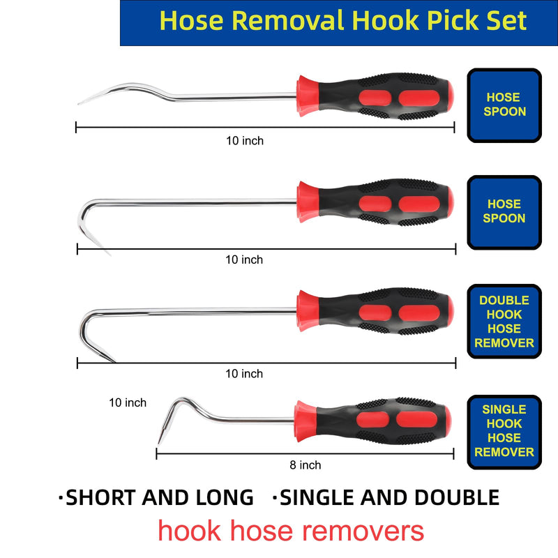 JOYFUL&HOPEFUL Hose Removal Tools,10" Radiator Hose Pick,8" Auto Hose Removal Tool,Hose Puller Tool for Radiator Hoses,4pcs