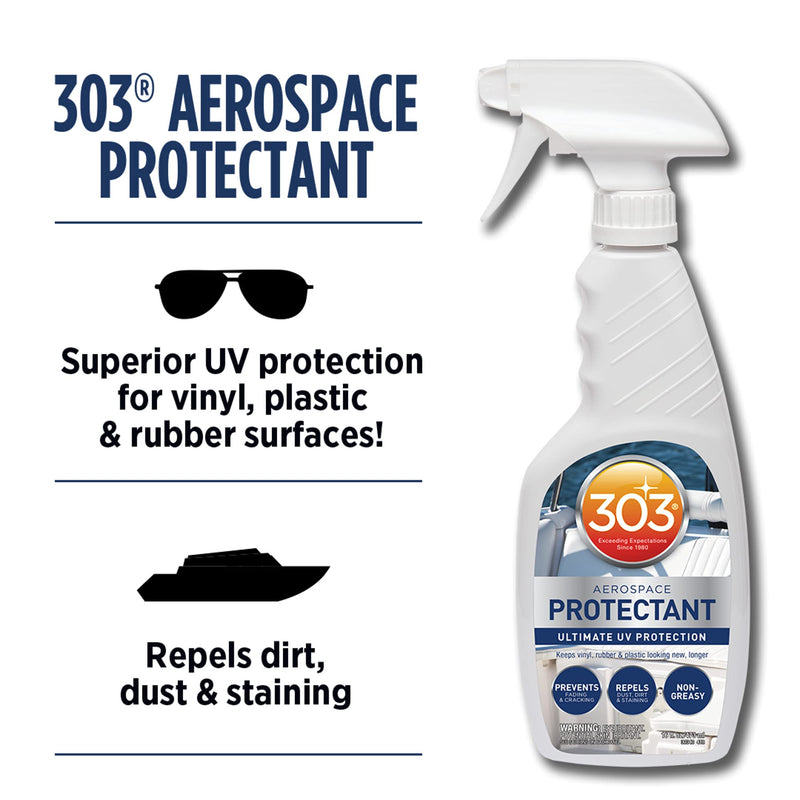 303 Products Marine Aerospace Protectant Spray – UV Protection, Repels Dust, Dirt, & Staining, Matte Finish, Restores Like-New Appearance, Outdoor Patio & Boat Cleaning Supplies 16 Fl. Oz. 16 fl. oz.