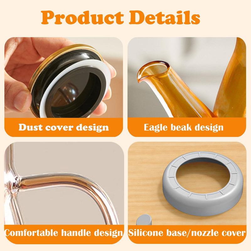 2025 Oil Dispenser Bottle with Drip Free Spout Food Grade Oil Vinegar Cooking Sprayer Kitchen Glass Container Bottles (1000 ML) 33.8 Ounces
