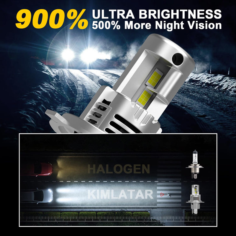 Latest H4 Light Bulbs Super Bright Upgraded 900% 60000LM Brightness,1:1 Halogen Mini Size,10-Year Lifespan,Plug and Play,H4/9003 Fog Bulbs,Pack of 2 H4/9003