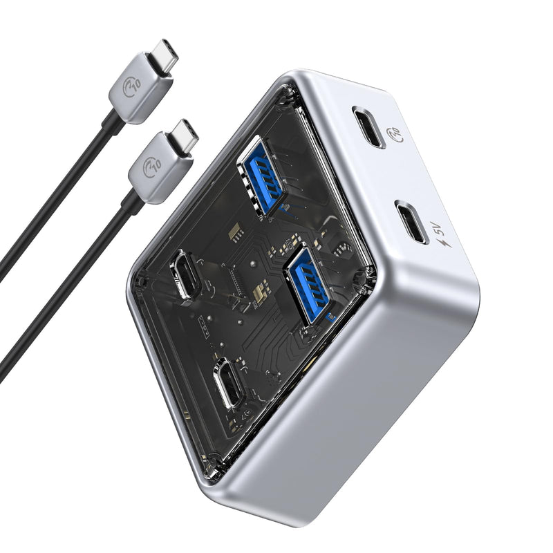 ORICO 10Gbps USB-C Hub, 4-Port Zinc Alloy USB 3.2 Splitter with 2 USB-A & 2 USB-C Ports, High-Speed Data Extender for Laptops, PCs, Desktops, and More (1.64Ft) 1.64Ft