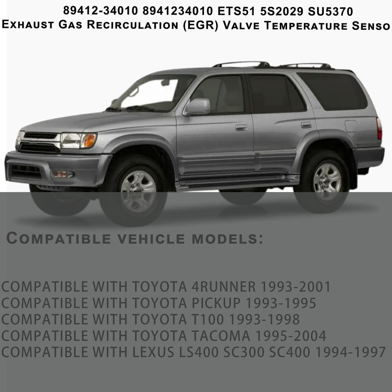 EGR Valve Temperature Sensor Waterproof Compatible with Toyota 4Runner Tacoma Pickup T100 Lexus SC300 SC400 LS400 Replaces OE 89412-34010 8941234010 ETS51 5S2029 SU5370
