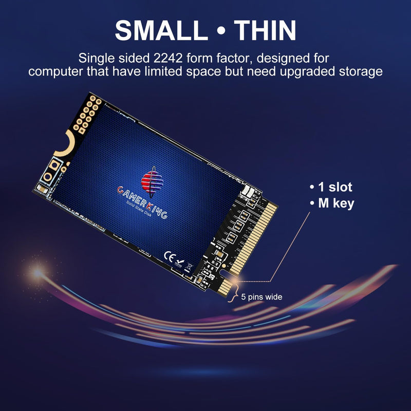 GAMERKING SSD 128GB M.2 2242 NVMe PCIe Gen3.0x4 22x42mm | M.2 NVMe SSD M Key 3D NAND High Performance Internal Solid State Drive for Ultrabook Desktop Notebook PC