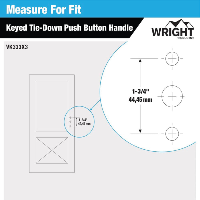 Wright Products VK333X3 Tie Down Keyed Push Button Door Latch for Screen and Storm Doors, Aluminum 1
