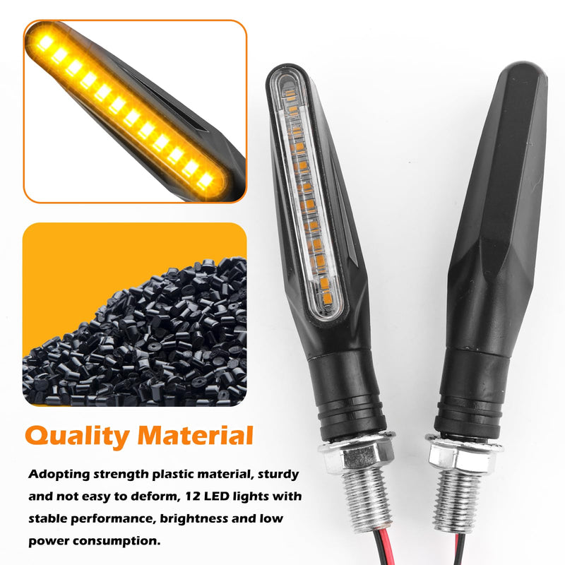 4PCS Motorcycle Turn Signals LED,Ultra-Bright 12 LED Front & Rear Motorcycle Blinkers with Sequential Flow Mode,Upgraded 12V Motorcycles Indicator Lights Motorcycles Parts