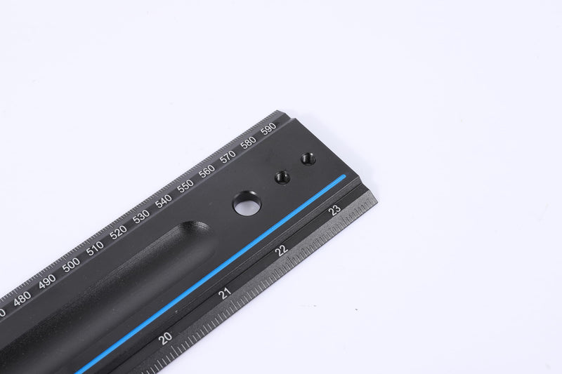 PEC Tools 24" Woodworking Ruler with Hook Stop, Laser-Etched Layout Tool, 600mm Precision Aluminum Hook Ruler 24-Inch Ruler