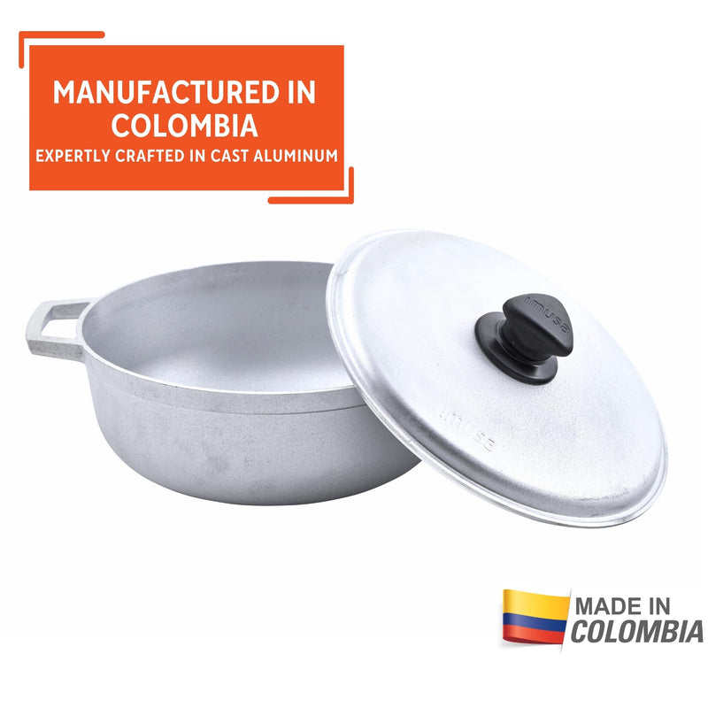 IMUSA Traditional Caldero made in Colombia with Lid, 4.8 Quart, Silver Aluminum Lid 4.8 Qt