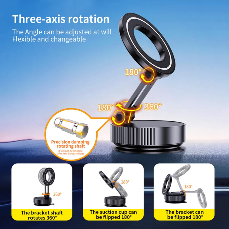 Direct Attach Leather Dashboards 360° Adjustable Suction Car Phone Mount，Vacuum Magnetic Cell Phone Car Holder for iPhone 17 17 Pro 17 Pro Max 16 Pro Max 15 14 13 12 Plus & Android ，Car Phone Mounts