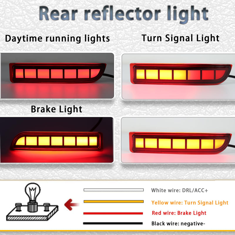  [AUSTRALIA] - Full LED Rear Bumper Reflectors Fog Brake Tail Light Lamps Compatible with Toyota Rav4 2006-2012/Scion xD 2008-2014 Turn Signal Feature Accessories (Red) Red