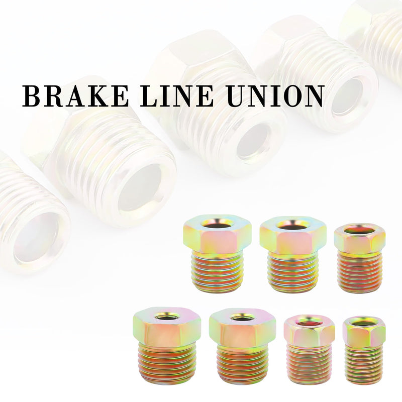 35PCS Brake Line Fittings Assortment,Brake Line Kit for 1/4 & 3/16 Brake Line Inverted Flares,Universal Rustproof Brake Line Repair Kit Brass Brake Line Nuts for Car Truck SUV