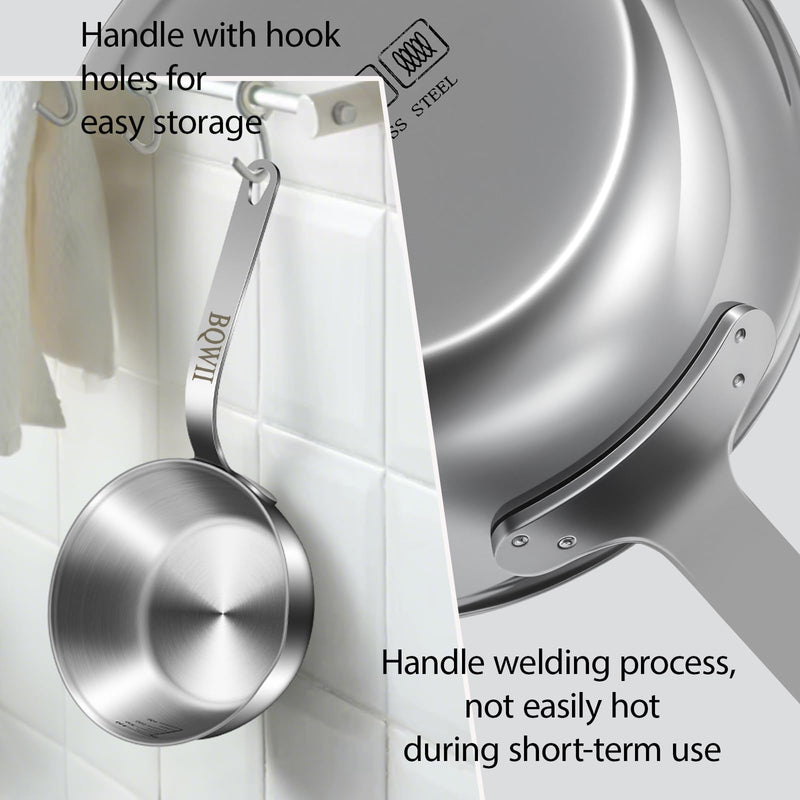 18/10 Stainless Steel Butter Warmer, 13.5 fl oz (400ml), Ideal for Heating Milk, Butter, Sauces, Baby Food, Coffee, Chocolate, Egg Pan, Compatible with Induction & Gas Stovetops