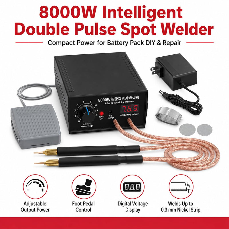 8000W Spot Welder,Handheld Spot Welder,Portable Spot Welder Machine DIY Kit,High Power Handheld Spot Welding Machine,with nickel strip and spot welding pen,for 18650 Battery Pack Welding Tools