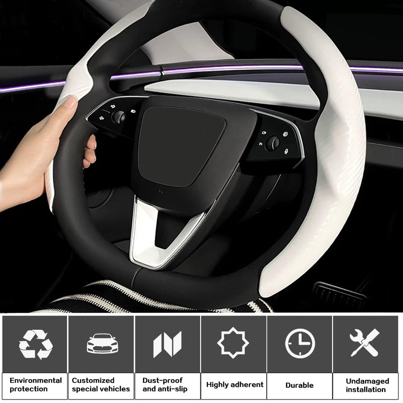 for Tesla Model 3 Highland and Model Y Juniper Steering Wheel Cover Trim Interior Decoration Protection Accessories (M3/My-White 3pcs) E