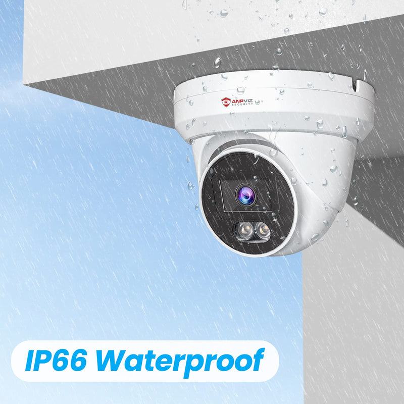 Anpviz 4K PoE Camera Turret 8MP IP Camera Outdoor, PoE Security Cameras with AI Human Vehicle Detection, 100FT Smart Dual Light Color Night Vision, Built-in Mic, IP66 Waterproof (U Series)