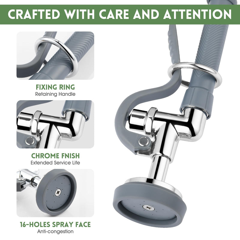 Pre Rinse Sprayer Valve with Handle Grip Assembly (Grey) Gray