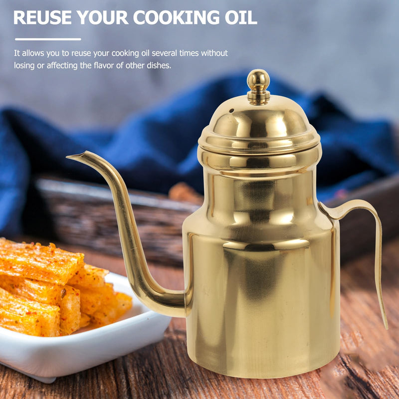 Cabilock 14oz Olive Oil Dispenser Bottle for KitchenGold Olive Dispenser Gold Stainless Oil Dispenser Bottle Vinegar Dispenser Can with Non-for Kitchen Gadgets, Air Fryer, Salad 14 Ounces Golden