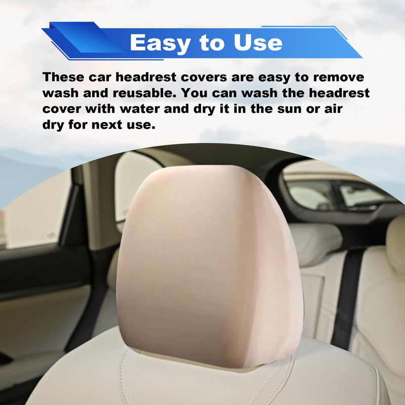 stymart 2 PCS Car Seat Headrest Cover, Universal Headrest Anti-Dirty Covers, Soft Car Head Rest Cover Protector, Protecting Decorative Accessories, for Cars, Vans, Trucks (Beige) Beige
