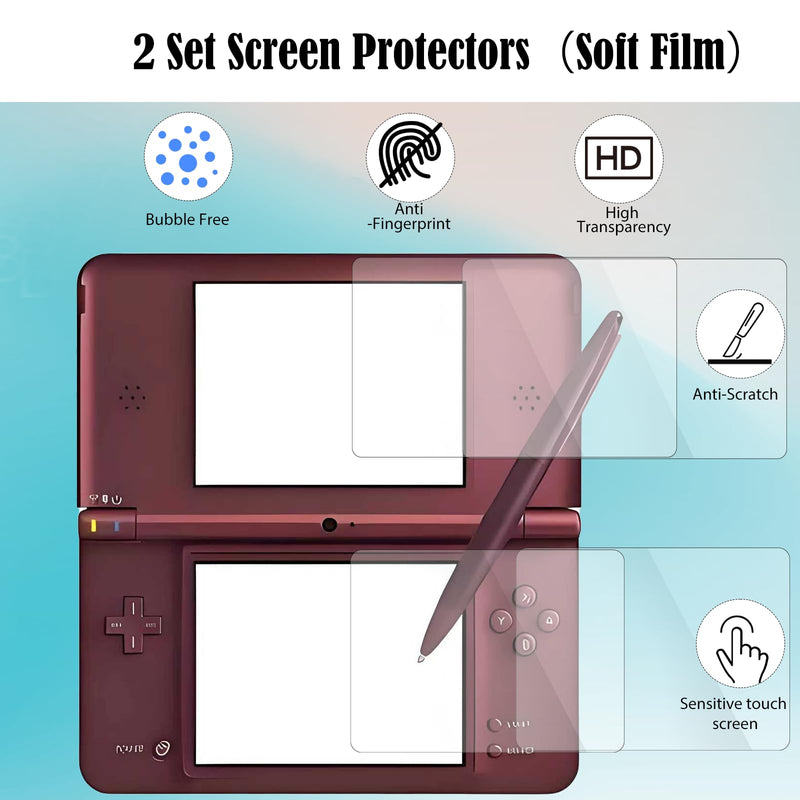 JDGPOKOO 5 in 1 Accessories Kit for Nintendo DSi XL/LL, Carrying Case for NDSi XL/LL, Clear Shell Case, 2 Set Screen Protectors and Charging Cable Compatible with NDSiXL/LL ONLY
