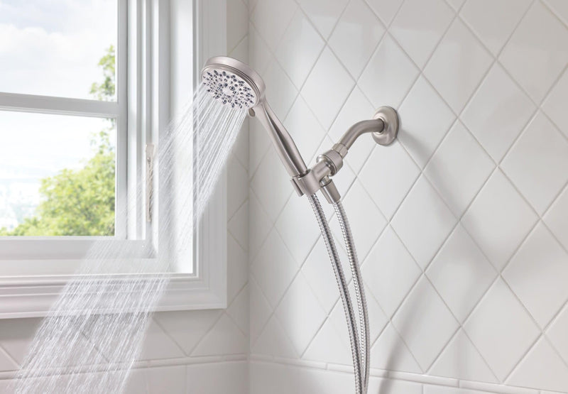 Moen 20091SRN 5-Setting Hand Held Brushed Nickel Spot Resist Shower Head, 2.5 GPM (Pack of 1)