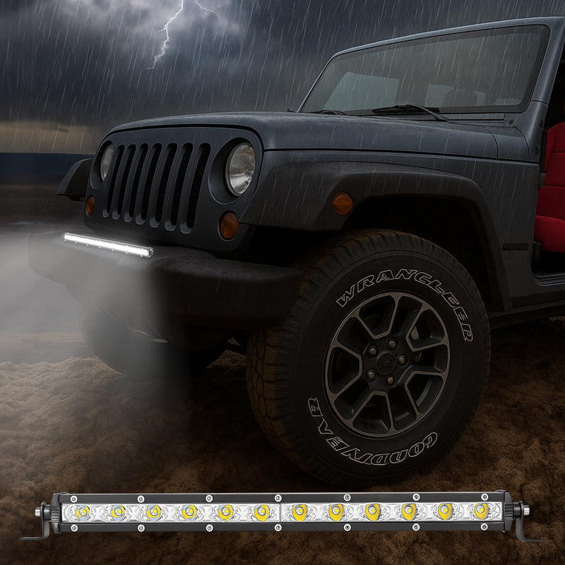 Zmoon Led Light Bar 12in Signal Row Light Bar [14in w/Bracket] 40W Spot Flood Combo Off Road Light, Waterproof Slim Light Bar for SUV Jeep ATV Boat 12n led light bar