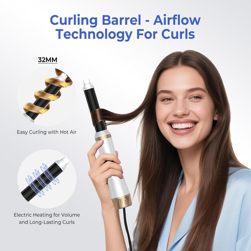  [AUSTRALIA] - Hair Dryer Brush 5 in 1, Blow Dryer Brush Set with Air Curler Wrap Hair Styler, Negative Ionic Blow Dry Brush, Detachable Hair Tool for Curling, Volumizer,Straightener,Drying