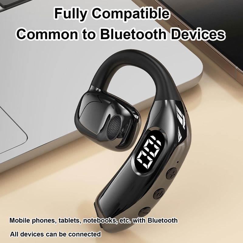 Single Bluetooth5.4 Earpiece Earbud One Ear Piece 180° Left and Right Ears TF Card Can be Inserted, Open Ear Bud Air Conduction Earless Out of Ear Headphones Wireless Headsets with Microphone Earhook