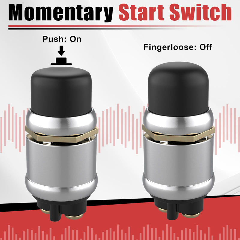Push Button Starter Switch 12V 50A, Waterproof Momentary Start Switch for Car Engine, Push Button Starter for Truck Boat ATV black-1