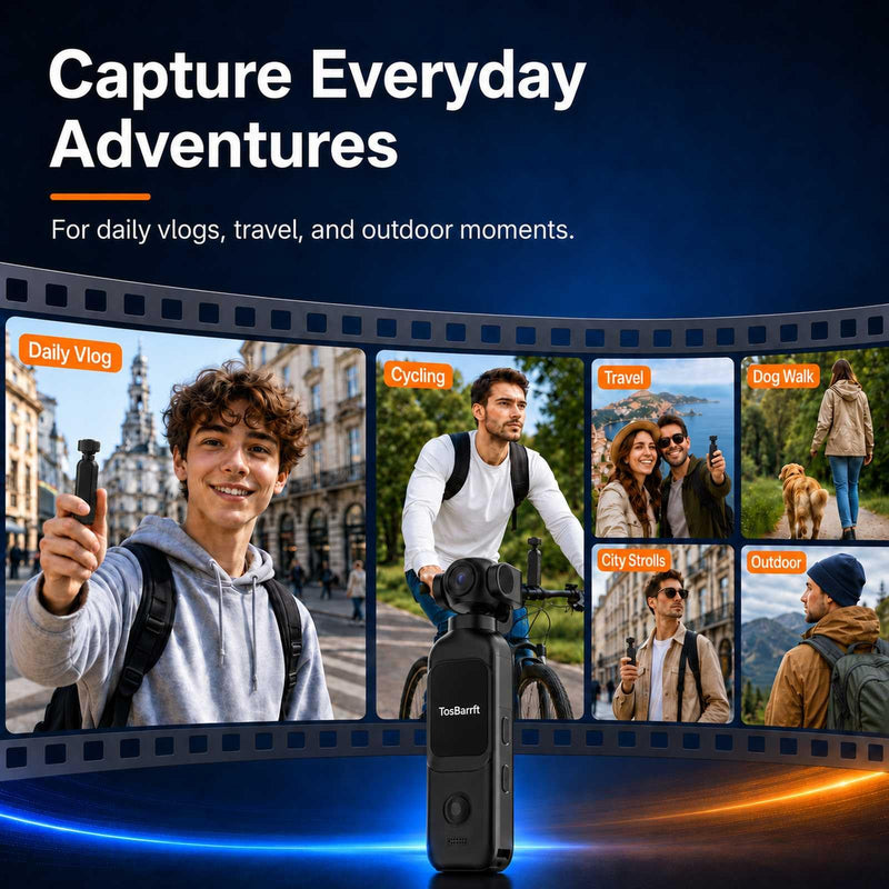 Pocket Camera for Vlogging, 1080P, Touchscreen, 32GB Card | Up to 14 h total with charging grip, face-to-camera/forward views, Wi-Fi, ready-to-use kit for trips, hikes, walks and rides Black H9232G