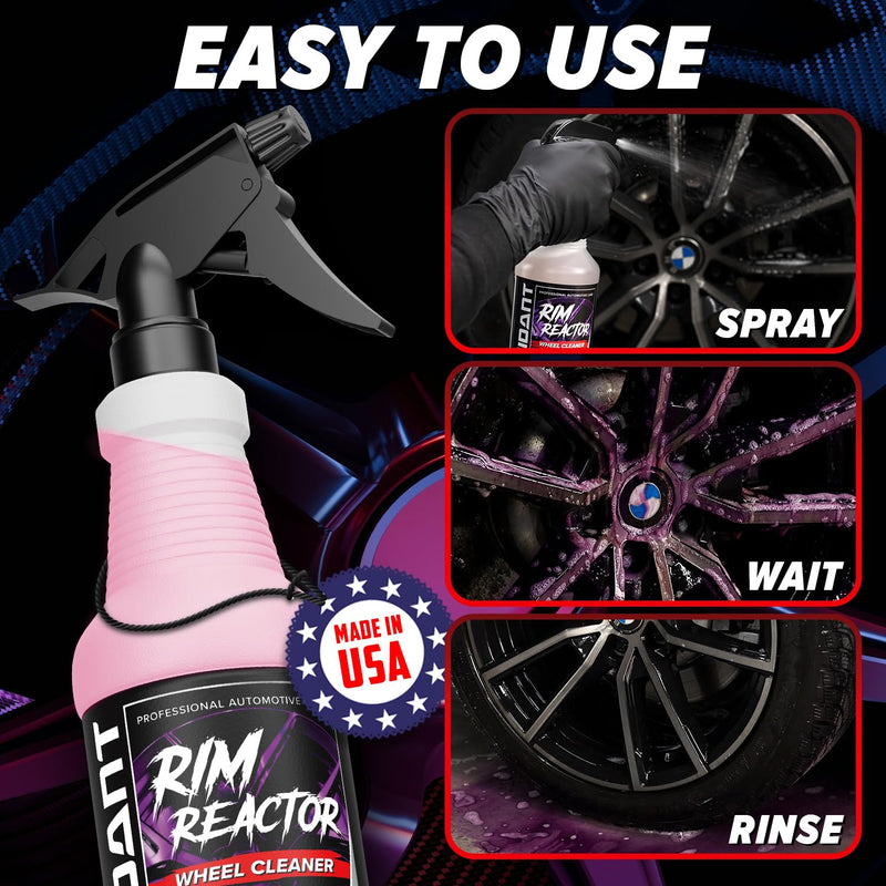 Carfidant Rim Reactor Wheel & Rim Cleaner Spray – Removes Brake Dust & Grime - Thick Gel, Dilutable - pH Neutral, Non-Acidic Tire Cleaner - Safe for Chrome, Black, Painted & Alloy Wheels - 16 fl oz 16 Fl Oz (Pack of 1)