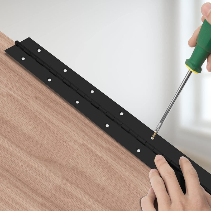 2Pack Heavy Duty Piano Hinge, 2" Open Width x 18" Continuous & Piano Hinges, 0.06” Thick Stainless Steel Piano Hinge with Holes, Black Stainless Furniture Hinges for Cabinet Door Cases Woodworking 18INCH