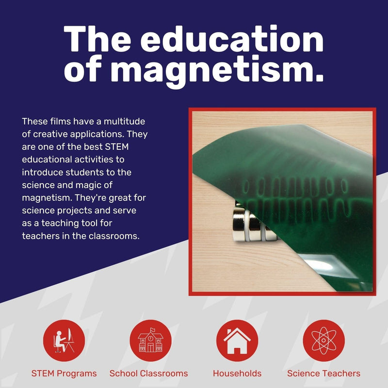 CMS MAGNETICS - 12x12 Green Magnetic Flux Viewing Film for Revealing Hidden Magnetic Field Patterns in Permanent Magnets for Science Projects, Research and STEM Education in Magnetism 12 x 12" Green Film