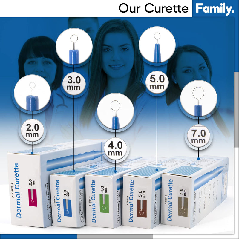Sterile Disposable Dermal Curettes, Easy Peel Packing - Box of 10 (5.00 mm) 5.00 mm