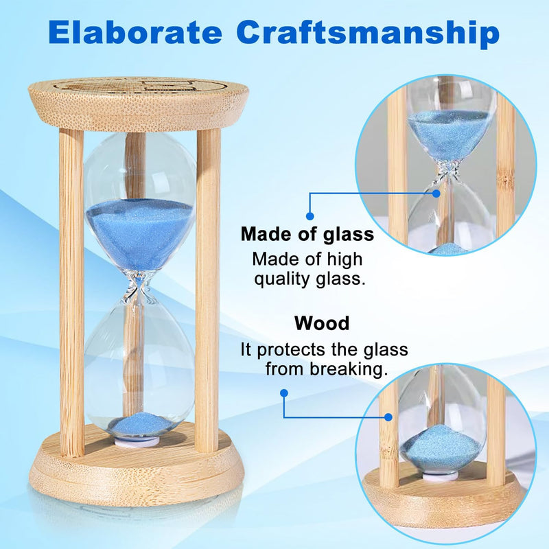SuLiao Sand Timer, Colorful Wood Hourglass Sandglass Timer, Wooden Sand Clock, Hour Glass, Reloj De Arena 1min/2min/3min/5min/10min for Brushing Teeth, Classroom, Cooking, Games, Office (Pack of 5) 1/2/3/5/10 Min Black/ Blue/ Turq/ Red/ Gold
