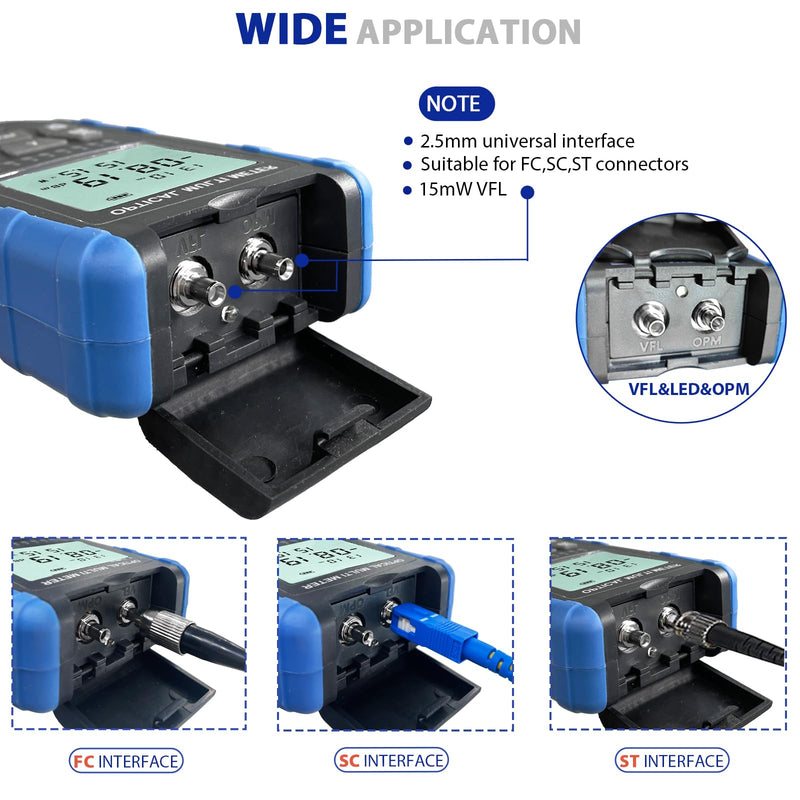 5-in-1 Fiber Optic Cable Tester, Portable Optical Power Meter with Fiber Optic Light, FC/SC/ST Universal Interface medium