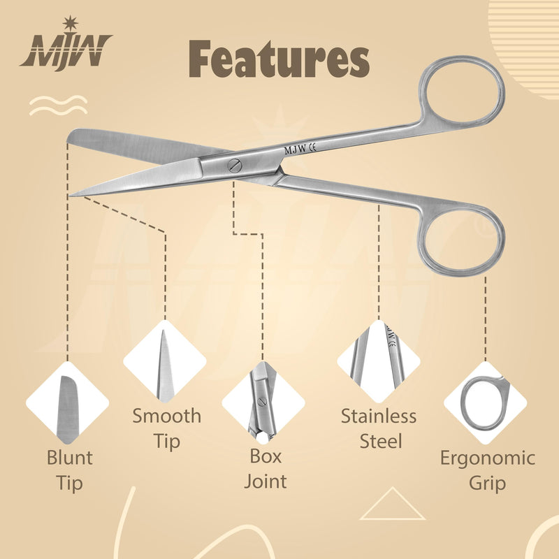 MJW Dressing Scissor, Silver, Stainless Steel, 15.5 cm, Professional Medical Scissors and Shears