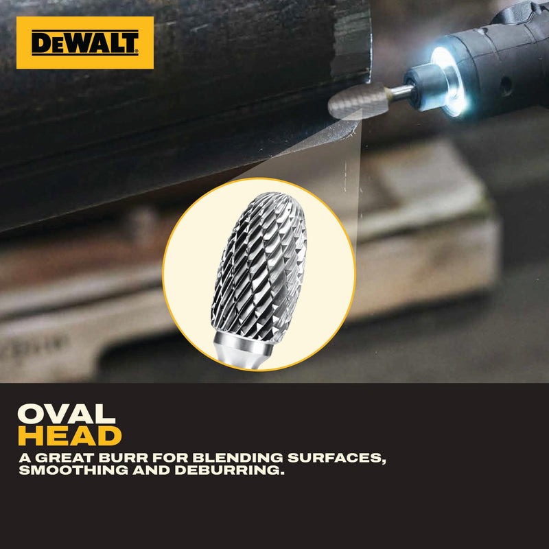 10 Pack DEWALT Tungsten Carbide Burrs Size 3MM with 1/8" Shank for Tough Metalworking (DXCBTJ3MM)