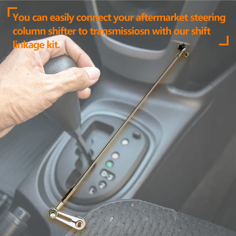 Transmission Column Shift Linkage Kit Compatible With GM TH-200, 200-4R, TH-350, TH-400, 4L60, 4L60E, 4L80E & 700-R4 Transmission With 21″ stainless steel rod