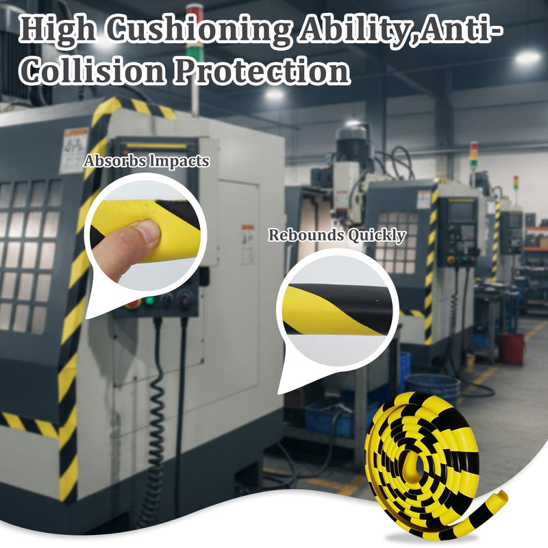  [AUSTRALIA] - Wall Corner Protector 196.9in (5m), Heavy Duty Yellow & Black NBR Rubber Corner Guards, Self Adhesive Safety Bumper Padding for Warehouse Racks, Shelves, Garage & Equipment Protection L-Shaped