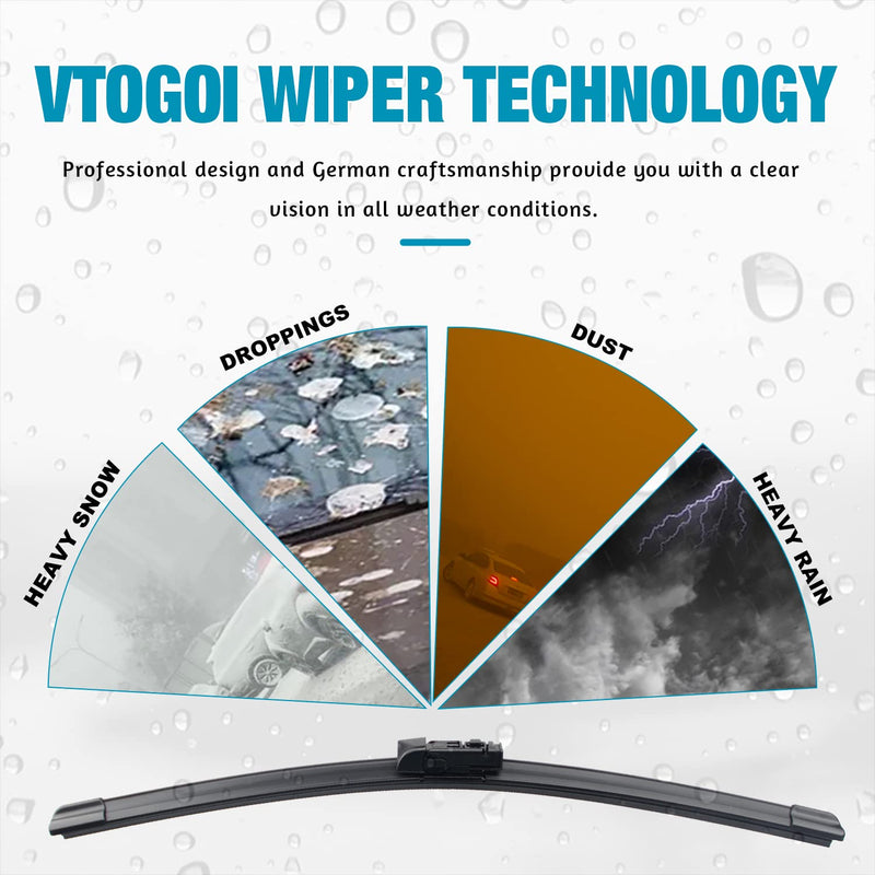 Wiper Blades With Rear Wiper Blades Set For 2017-2023 Land Rover Range Rover Automotive Replacement Windshield Wiper Blades, That Meet OEM Quality Easy DIY Install 24"+20"+15" (Set of 3) 24+20+15in