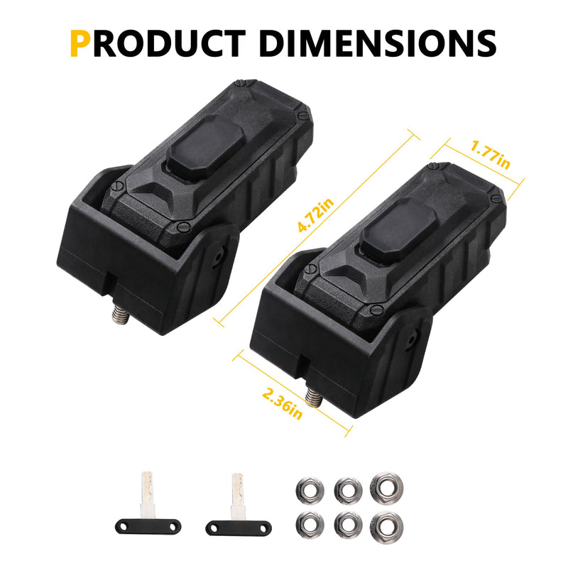 Locking Hood Latch Hood Lock Compatible with 2018-2025 Jeep Wrangler JL 4XE Gladiator JT Hood Latches Kit Hood Catch Replacement Accessories, Eliminate Hood Flutter, 1 Pair Black Blade, 2x Keys